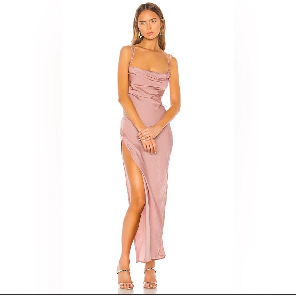 Michael Costello x REVOLVE Pink Cowl Neck Open Back Maxi Dress Small
